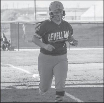 RUN IT IN - Levelland Lobette Angelica Gonzalez jogged it in after she hit a homerum to center field in the early innings during their district matchup against the Sweetwater Lady Mustings this past Tuesday on the road. (Staff photo by Aalijah Soliz)