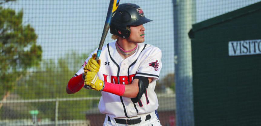 BATTER UP - Levelland Lobo Rance Massey got up to the plate during the team’s game against the Lake View Chiefs last Friday at home for district play. (Staff photo by Aalijah Soliz)