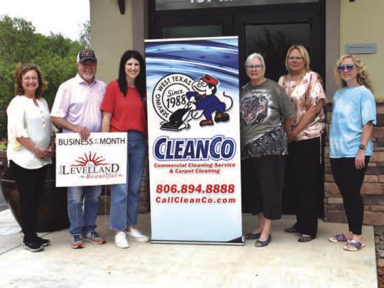 JUNE BUSINESS OF THE MONTH- Keep Levelland Beautiful recongnition for business of the month goes to Clean Co for the month of June. Clean Co. is located at 107 N. Ave H in Levelland. Pictured from left to right are: Tammy Franklin, business owner Kurt Martin, Kassi Keeling, Donna Wheeler, Kelly Hancock and Kati Moody (Staff photo by Emily Campos)